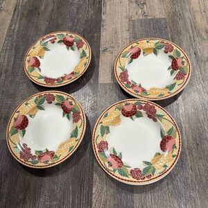 Pier 1 Mosaic Fruit Earthenware Dinner Bowls Set of Four
